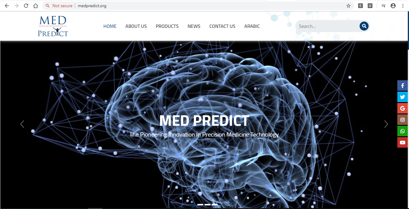 تصميم موقع M E D P R E D I C T :  The pioneering innovation in precision medicine technology